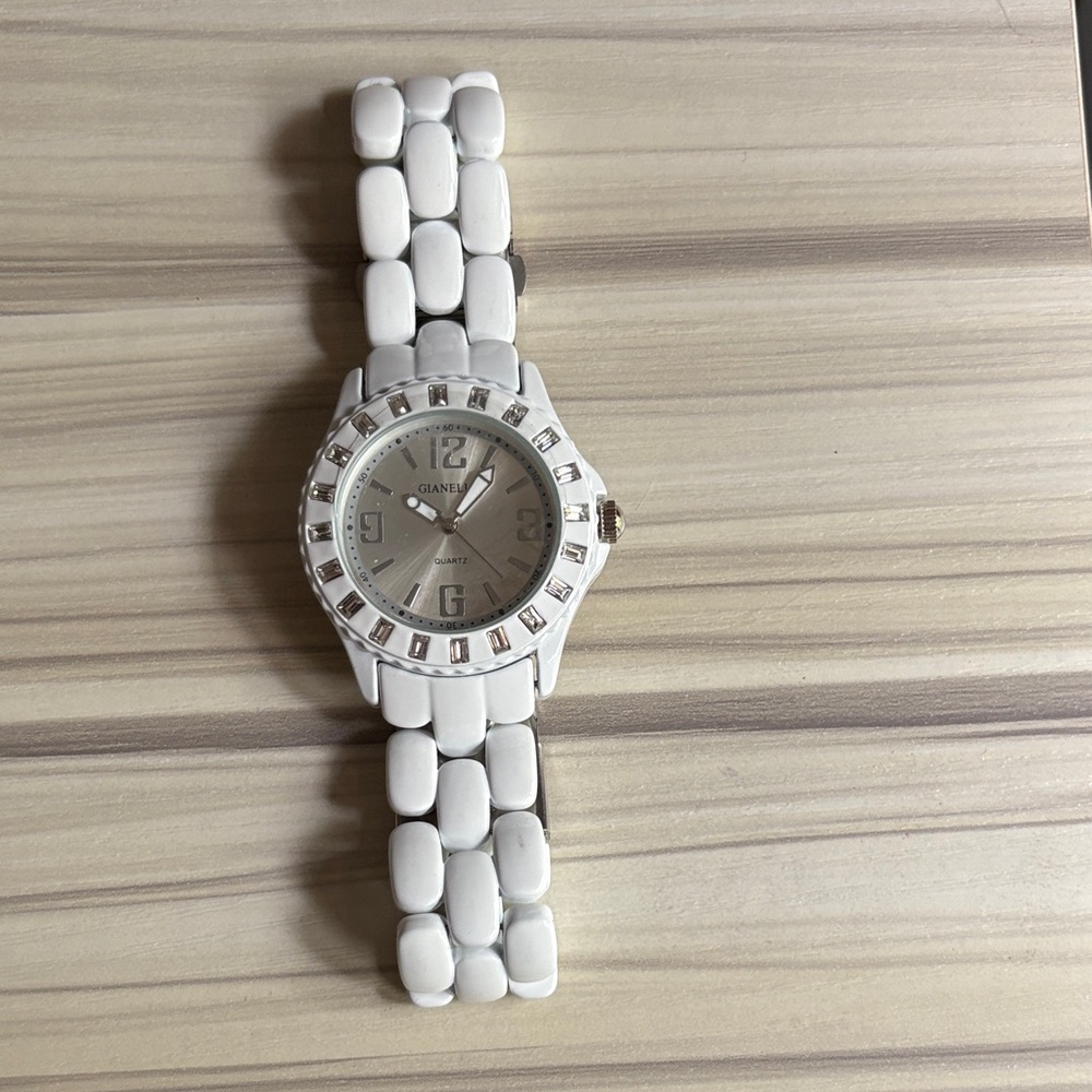 White Ceramic Watch with Silver Accents